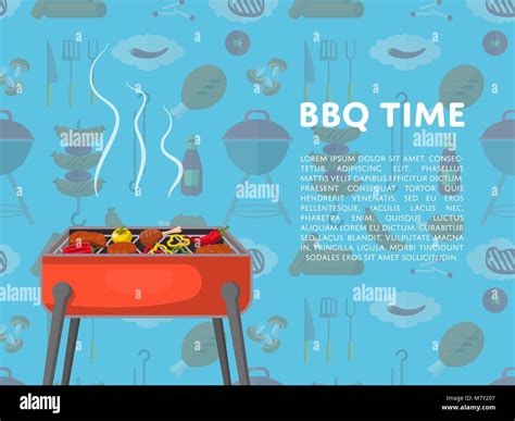 Bbq Time Poster With Charcoal Grills Stock Vector Image And Art Alamy