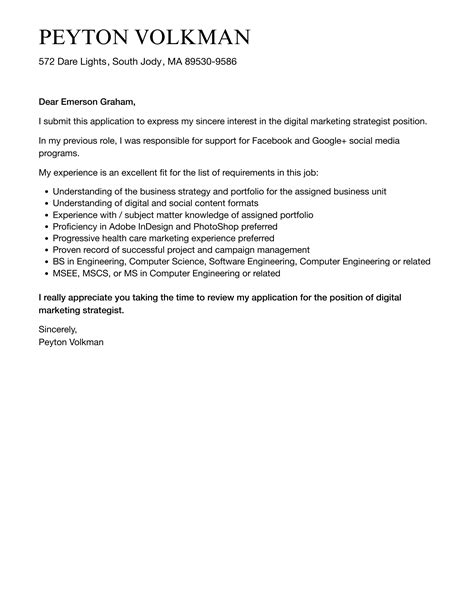 Digital Marketing Strategist Cover Letter Velvet Jobs