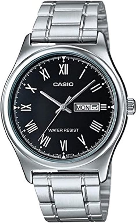 Casio Men S Watch Mtp V D Budf Black Dial Silver Black Band Buy