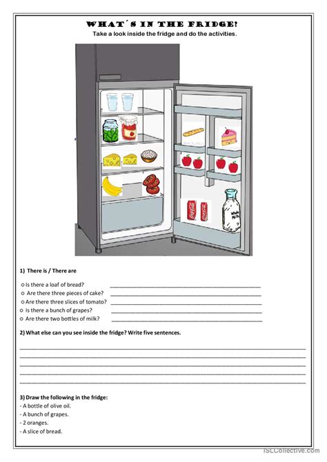 Whats In The Fridge Pictur English ESL Worksheets Pdf Doc