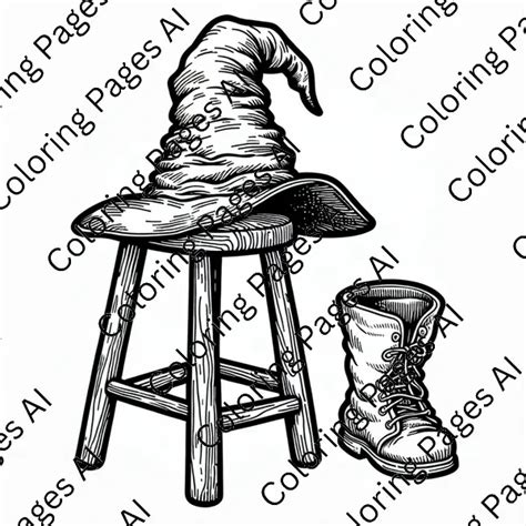 The Sorting Hat On A Stool Coloring Page Coloring Pages Ai