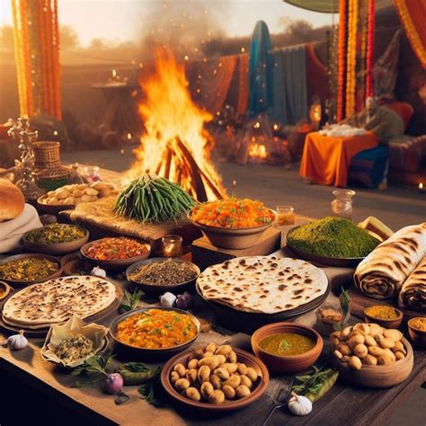 Premium Photo | Lohri Festival food Lohri feast Punjabi dishes makki di ...