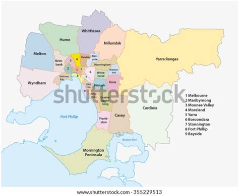 Melbourne Metro Area Administrative Map Stock Vector (Royalty Free ...