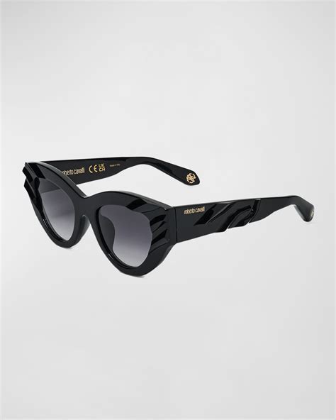 Roberto Cavalli Monochrome Striped Acetate Cat Eye Sunglasses Neiman Marcus