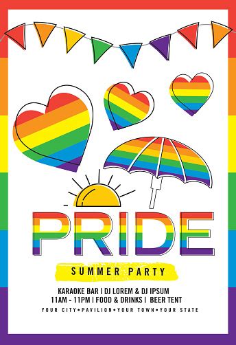 Gay Pride Or Lgbt Party Summer Poster Design Template Stock