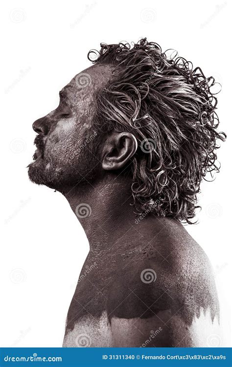 Dream Anger Dreaming Man Covered In Mud Naked In Profile D Stock