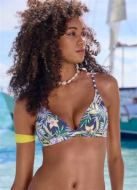 Venice Beach Tropical Print Triangle Bikini Top Grattan