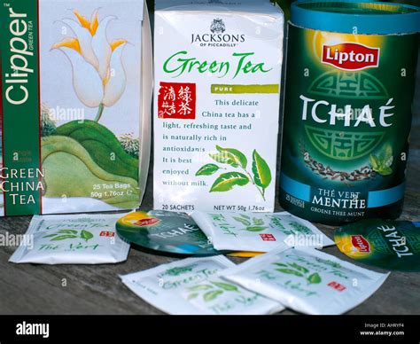 Packets of green tea hi-res stock photography and images - Alamy