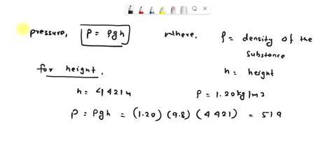 SOLVED The Pressure In A Fluid Depends On Both The Density And The