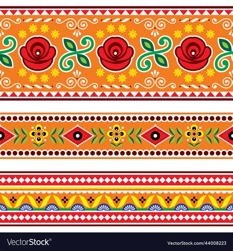 Indian And Pakistani Truck Art Set Of 3 Sea Vector Image