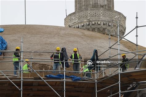 Ana kubbe güçlendirmesi tamamlanan Selimiye Camisi nin restorasyonu sürüyor