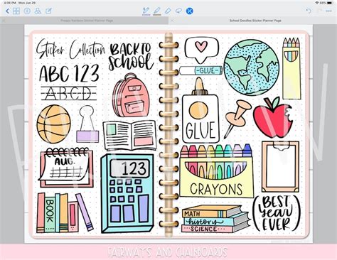 Preppy School Doodles Digital Planner Stickers (Instant Download) - Etsy