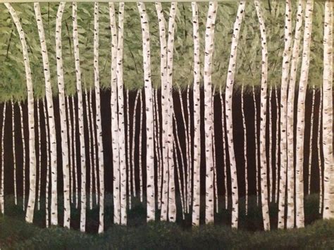 Birch Tree Painting,tree Painting,forest Painting,green Painting,brown ...