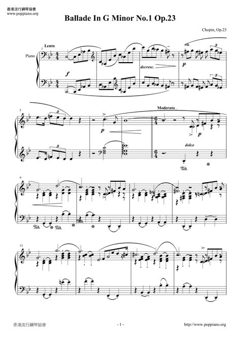 Chopin Ballade In G Minor No 1 Op 23 Sheet Music Pdf Free Score