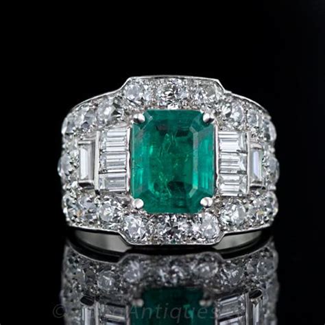 Art Deco Inspired Emerald And Diamond Ring