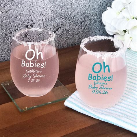 Set Of 24 Oh Babies Baby Shower Custom Stemless 9 Ounce Etsy