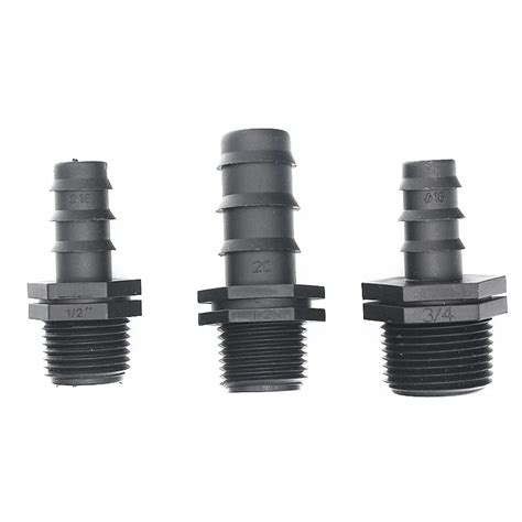 20pcs Dn16 Dn20 X 1 2 3 4 Male Thread Connectors Barb Adaptor Poly Hose