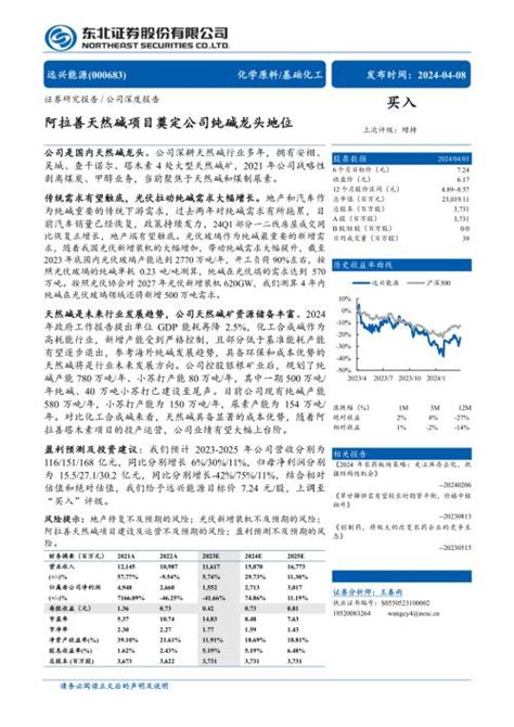 远兴能源 公司研究报告 阿拉善天然碱项目奠定公司纯碱龙头地位 240408（31页）pdf三个皮匠报告