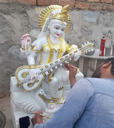 Painted Hindu Multicolor Marble Saraswati Maa Statue At 15000 In Alwar