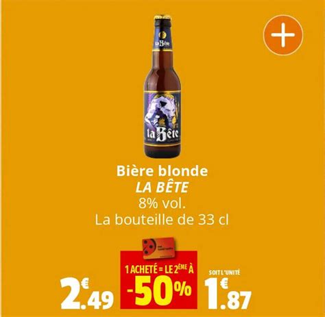 Promo Bière blonde LA BÊTE 8 vol chez Coccinelle Supermarché