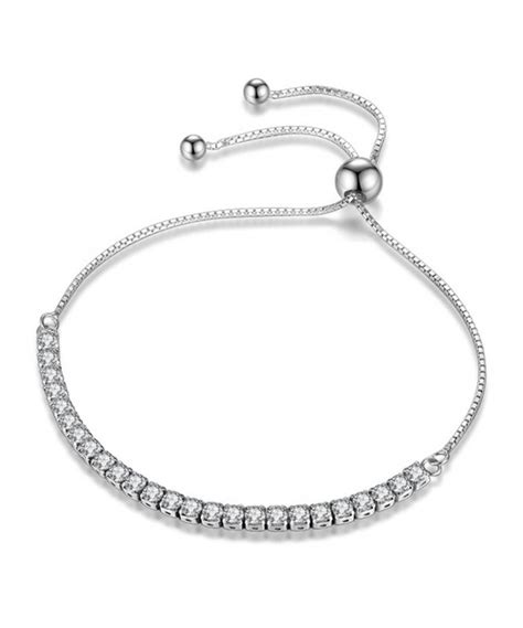 Adjustable Bracelet Round Cut Cubic Zirconia Paved Slider Tennis