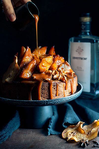 Ginger Cake With Gin Tonic Poached Caramelised Pears Recipe