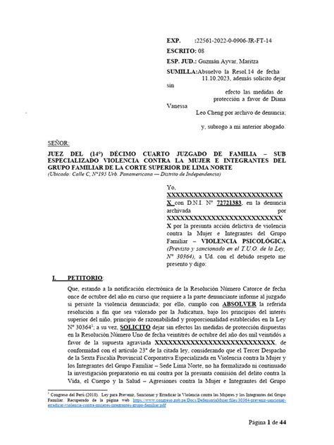 Escrito 8 Solicitando El Levantamiento De Las Medidas Pdf Fiscal