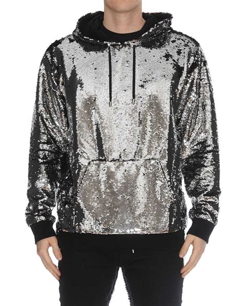 Balmain Sequin Hoodie In Silver Sequin Modesens Sequin Hoodie