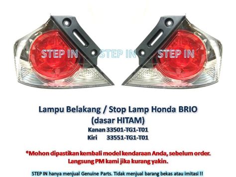 Jual Stop Lamp Lampu Belakang HONDA BRIO Dasar HITAM Genuine Asli