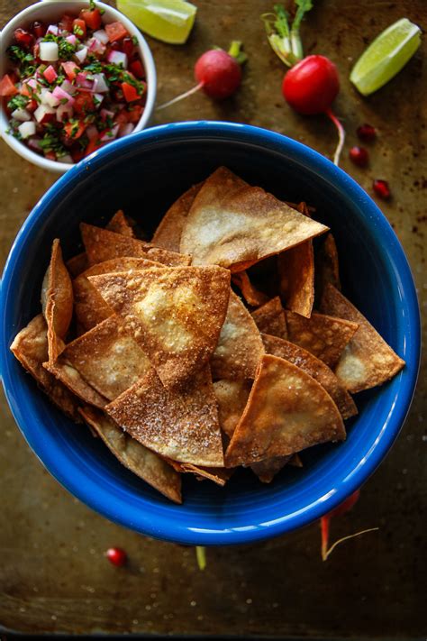 Radish Pomegranate Pico De Gallo Homemade Spiced Tortilla Chips The