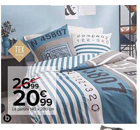 Promo La Parure 140 X 200 Cm Tex Home Chez Carrefour ICatalogue Fr