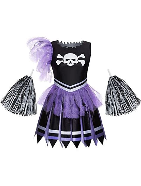 Buy Colorful House Zombie Cheerleader Costume Halloween,Skeleton Glow ...