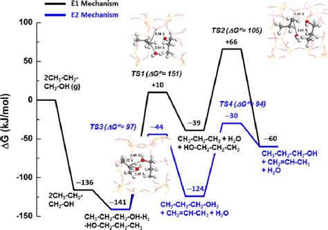 Gibbs Free Energy Diagram For The Propene Formation Over H Zsm 5 Via E1