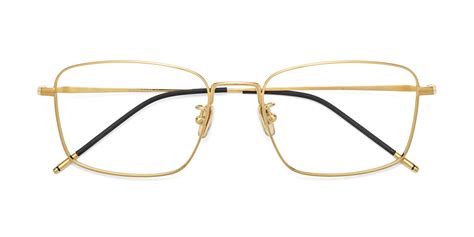 Gold Wide Classic Rectangle Eyeglasses 80052