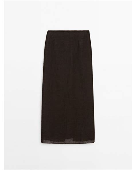 Massimo Dutti 100 Waffle Knit Linen Skirt In Black Lyst