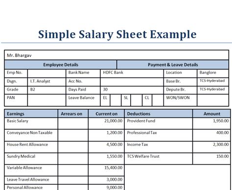 Download 17 Printable Salary Sheet Templates In Excel And Word