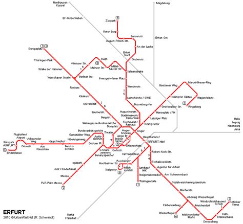 Stra Enbahn Karte Erfurt Gedruckte Karte Des Stra Enbahnnetzes In