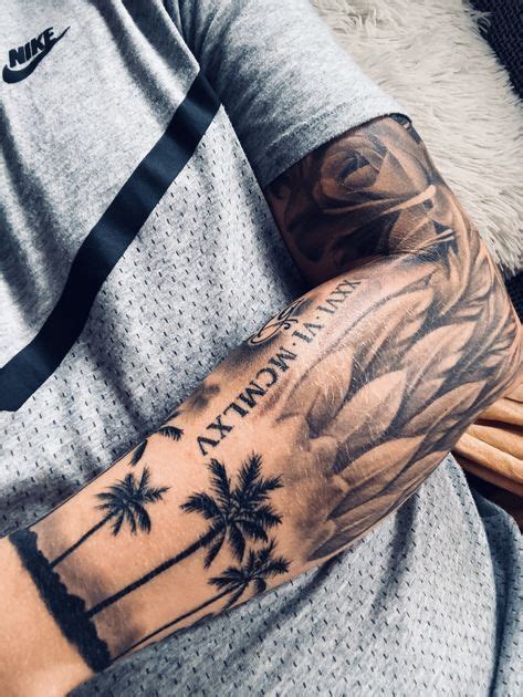 Palm Tree Tattoo Sleeve Tat 40 Ideas Tree Sleeve Tattoo Feather