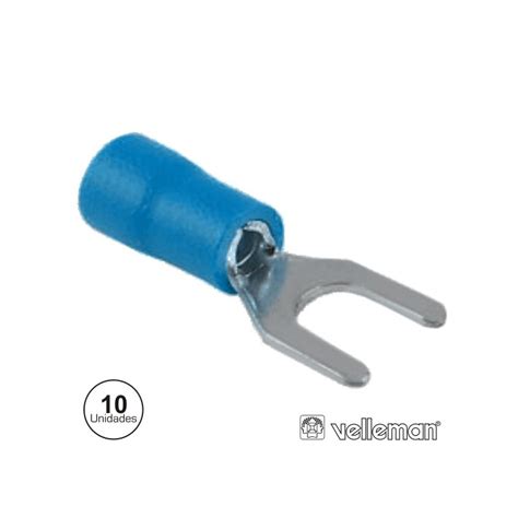 TERMINAL FORQUILHA ISOLADO 6 4MM 10X AZUL BLISTER