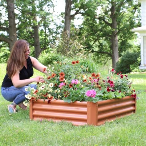 Sunnydaze Powder Coated Steel Raised Garden Bed 47 Inch Rectangle