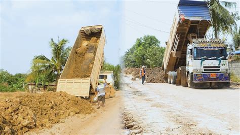 Incredible Processing Dump Truck Dumping The Clay For Building The