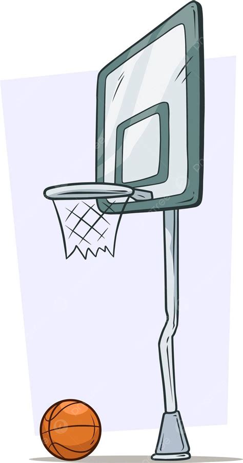 Cartoon Street Basketball Hoop And Orange Ball White Basketball Hoop