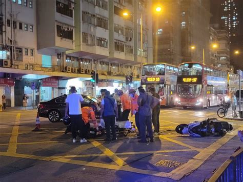 （多圖）深水埗電單車硬撼私家車 鐵騎士送院 香港 大公文匯網