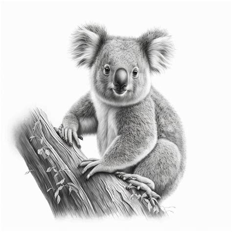 Premium AI Image | Pencil sketch cute koala animal drawing realistic AI ...