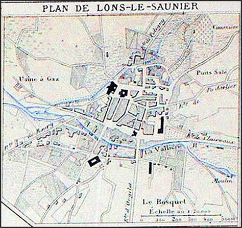 GRANDE CARTE DÉPLIANTE du JURA PLAN de LONS le SAUNIER Gravure