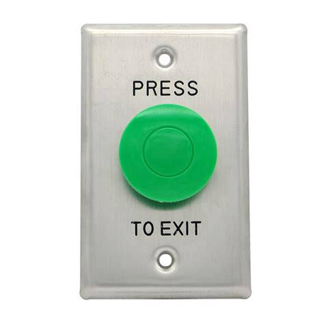 Csd Exit Button Big Mushroom Green Standard Stainless Steel Plate