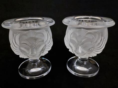 Lalique Lion Head Tete De Lion France Dish Pair Frosted Satin Etsy