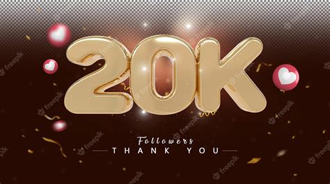 Premium Psd 20k Follower Number Gold 3d