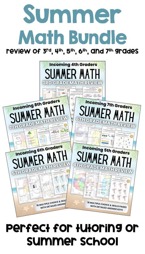 Summer Math Worksheet Bundle Review Of 3rd 4th 5th 6th And 7th