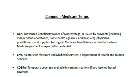 Common Medicare Terms Education Resource Library